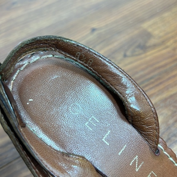 Celine Leather Sandals Woven Detail Brown Sz 38.5 B / US 8.5 B - Picture 3 of 12